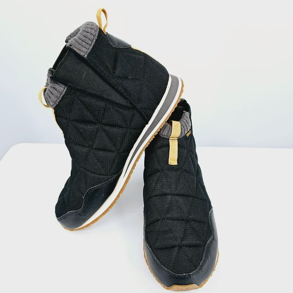 Teva ReEmber Quilted Mid Top Sneaker 9 Black Yellow Pull On Chelsea Stretch Knit - Picture 12 of 13